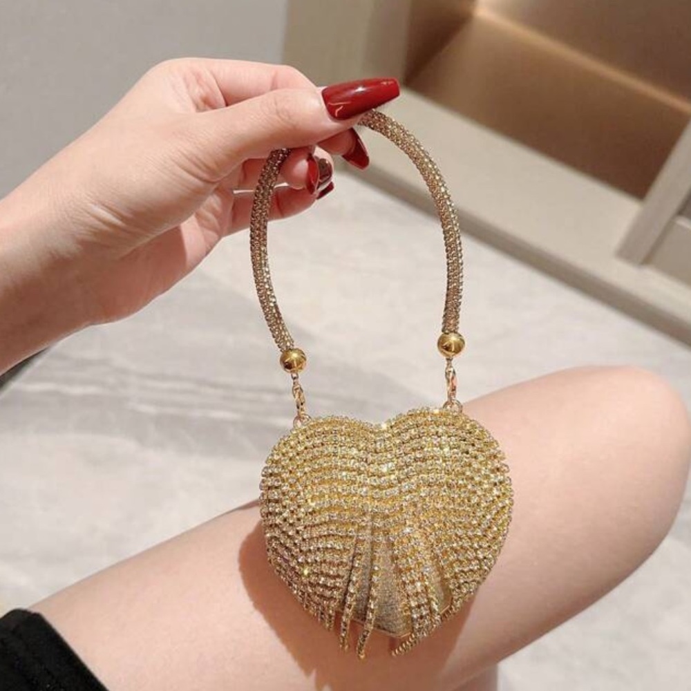 Silver Heart-Shaped Crystal Bag - Picture 8 of 9